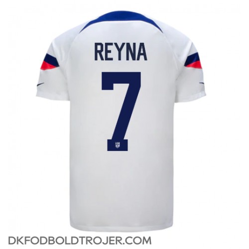 Billige Forenede Stater Giovanni Reyna #7 Hjemmebane Fodboldtrøjer VM 2022 Kortærmet